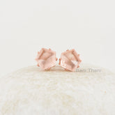 Beautiful Morganite Studs, Morganite Star Shape 11x11mm Silver Gemstone Earrings, Handmade Rose Gold Plated Prong Set Studs Earring For Girl